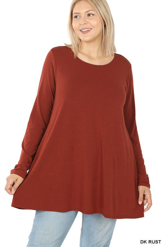 Plus Size Flared Long Sleeve Top